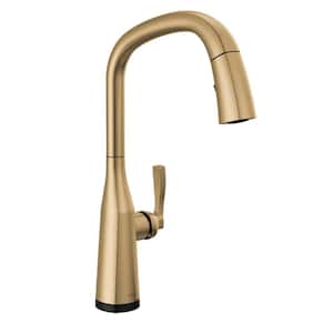 Stryke Touch2O Single Handle Pull Down Sprayer Kitchen Faucet (Google Assistant, Alexa Compatible) in Champagne Bronze