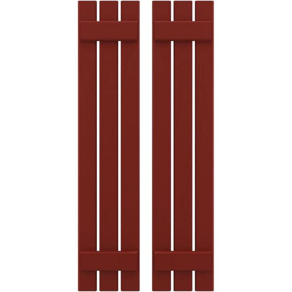 Ekena Millwork 11-1/2 in. W x 64 in. H Americraft 3 Board Exterior Real Wood Spaced Board and Batten Shutters Pepper Red