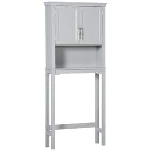 28 in. W x 65 in. H x 8 in. D Gray Bathroom Over The Toilet Storage Cabinet with Adjustable Shelf