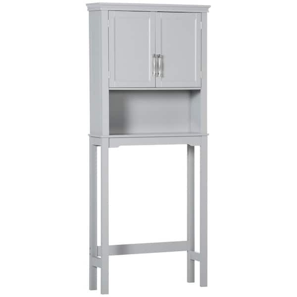 28 in. W x 65 in. H x 8 in. D Gray Bathroom Over The Toilet Storage Cabinet with Adjustable Shelf