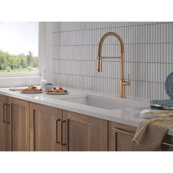 Delta Cordova Spring Spout Gold Champagne Bronze 21 in. H Pull