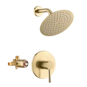 Single Handle 1-Spray Shower Faucet 1.8 GPM with Pressure Balance in Brushed Gold (Valve Included)