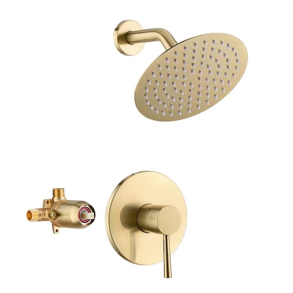SUMERAIN Single Handle 1-Spray Shower Faucet 1.8 GPM with Pressure Balance in Brushed Gold (Valve Included)