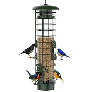 Waste Proof Green Metal Squirrel Guard Hanging Wild Bird Seed Feeder - 3 Pounds 1-Pack