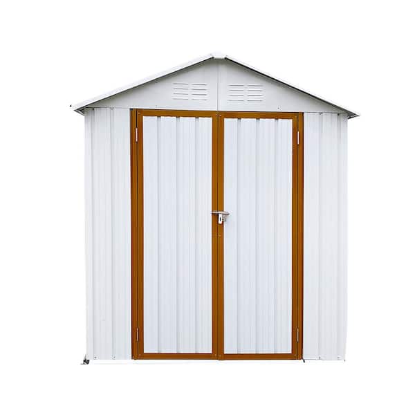JimsMaison 6 ft. W x 4 ft. D White Yellow Metal Shed with Lockable Door(24 sq. ft.)