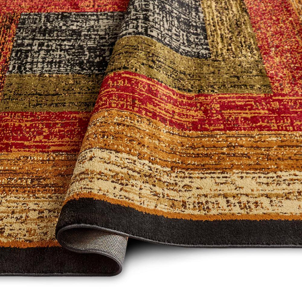 Royalty Vega Black and Earth Tone Geometric Area Rug