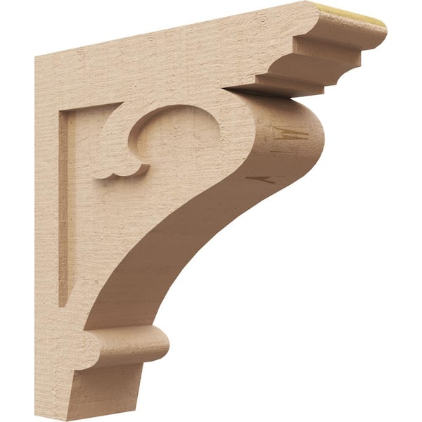 Ekena Millwork 4 in. x 16 in. x 16 in. Thin Mayflower Rough Cedar Woodgrain TimberThane Corbel, Primed Tan