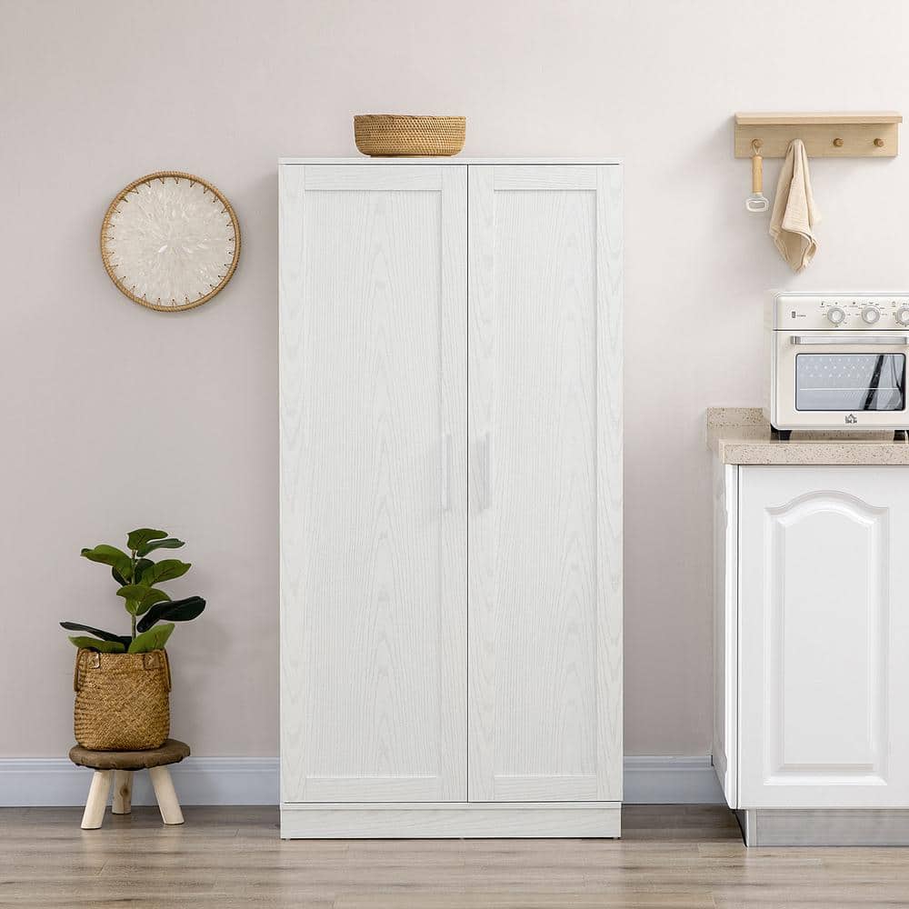 White 14-Tier Freestanding Kitchen Pantry Cabinet