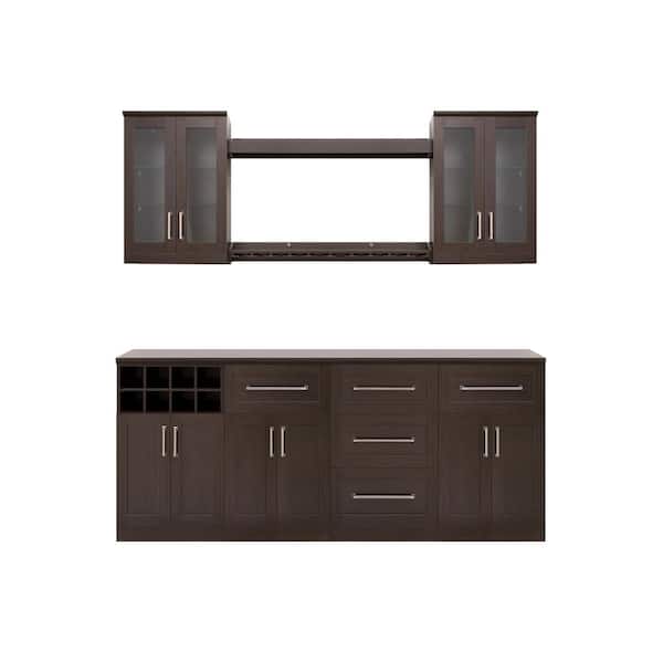 NewAge Products Home Bar 21 in. Espresso Cabinet Set (9-Piece)