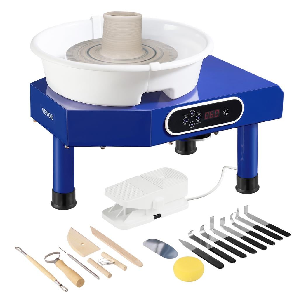 VEVOR 10 in. Pottery Wheel Ceramic Wheel Forming Machine Foot Pedal Adjustable 0-300RPM Clay Tools Sculpting