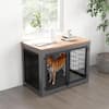 Runesay 38.58 in. W Rustic Brown Furniture Style Dog Crate Side Table on  Wheels with Double Doors and Lift Top DDG-CREABR - The Home Depot