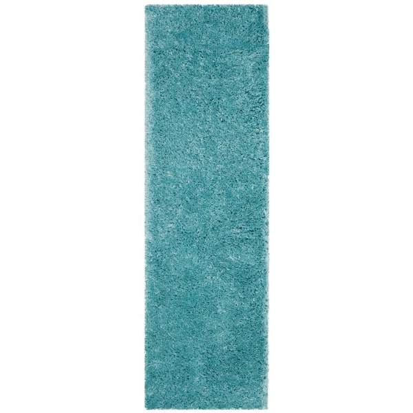 SAFAVIEH Polar Shag Light Turquoise 2 ft. x 6 ft. Solid Runner Rug