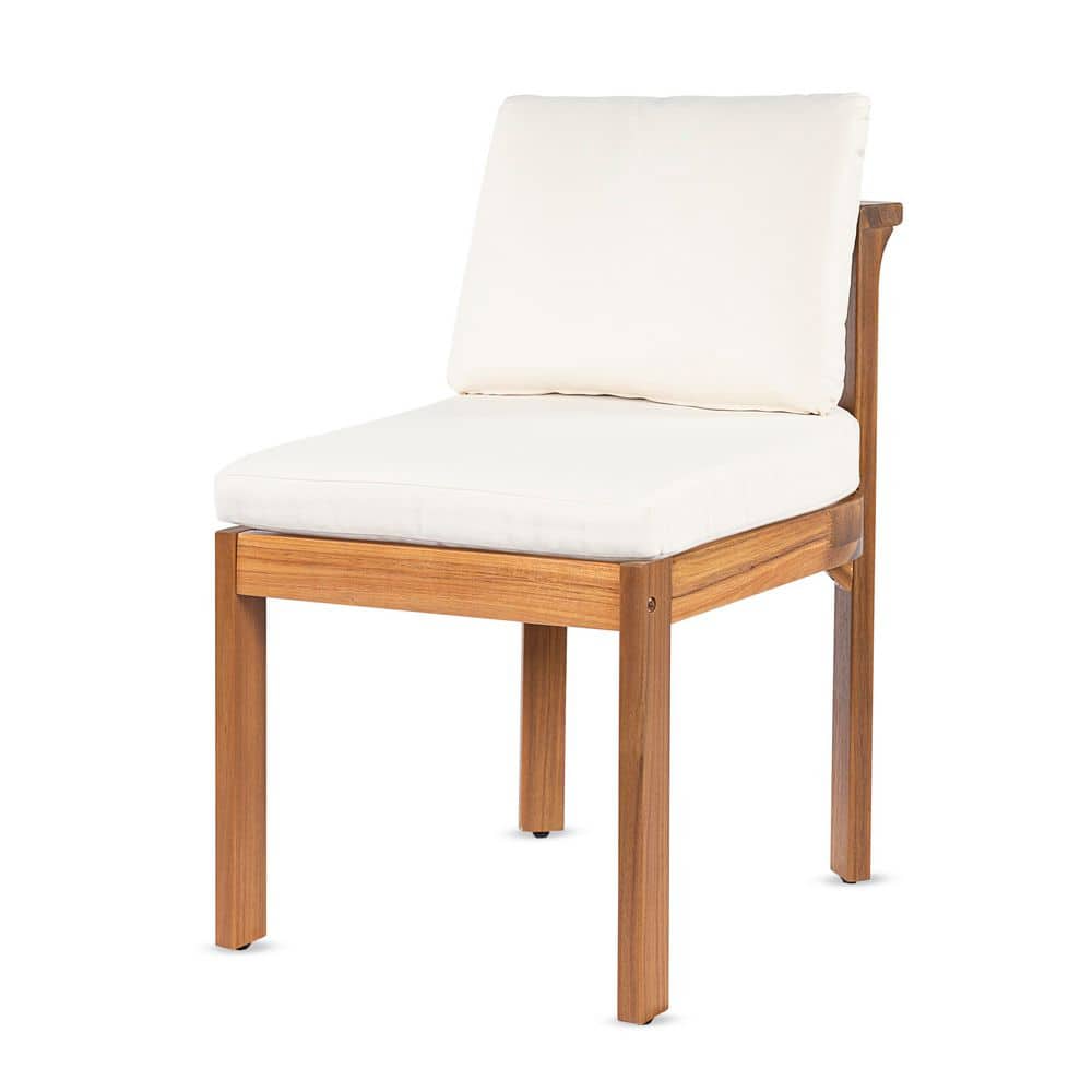 Kevin 7-Piece Wood Patio Outdoor Dining Set with Cream+Teak Cushions Dining Chair and Teak Expandable Dining Table