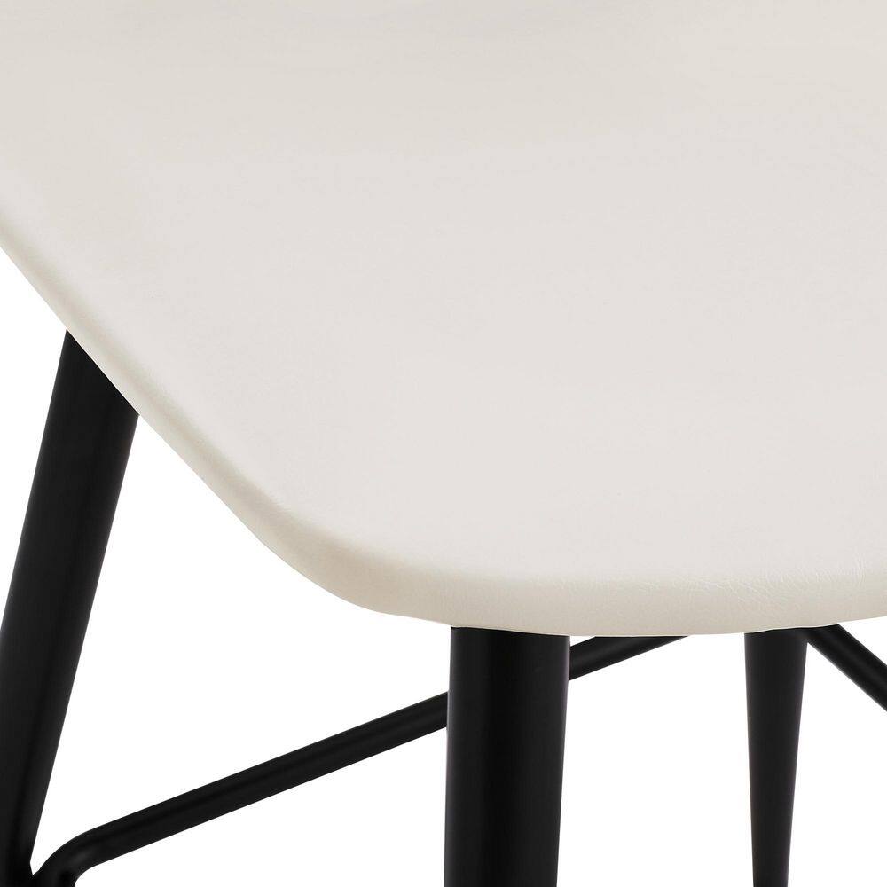 Close-up of the metal frame structure of a bar stool leg.
