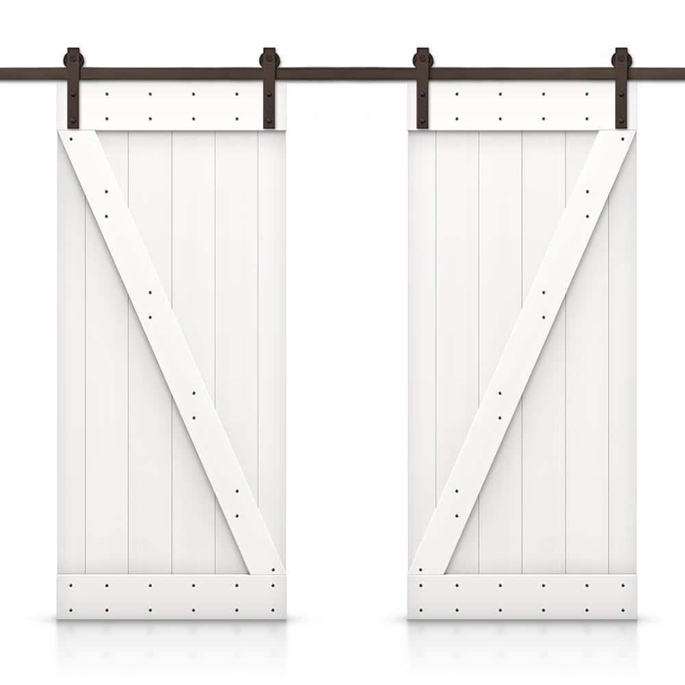 Z 88 in. x 84 in. Bar Pure White Stained DIY Solid Pine Wood Interior Double Sliding Barn Door with Hardware Kit price history on PriceWatchPro