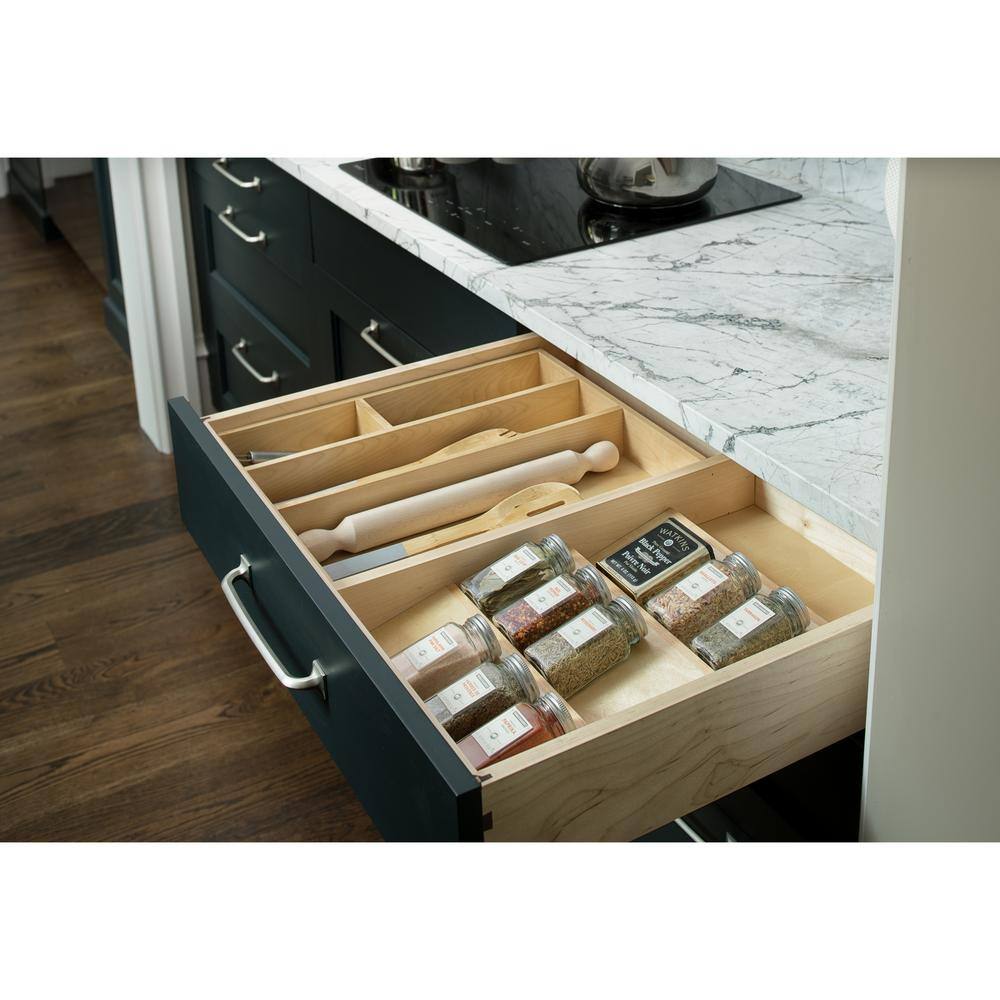 Natural Maple 3-Tier Wooden Spice Drawer Organizer Insert