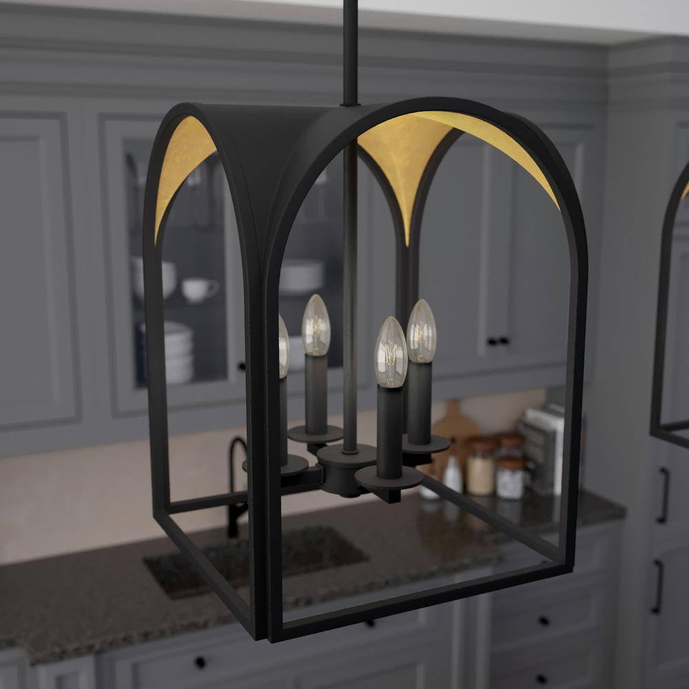 Hunter Dukestown 4 Light Natural Iron Gold Leaf Lantern Hunter Dukestown 4 Light Natural Iron Gold Leaf Lantern