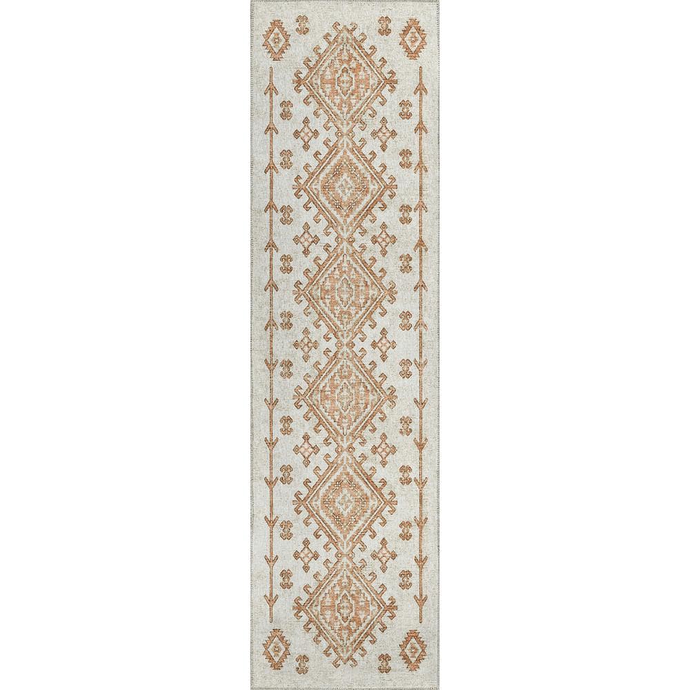Bravado Red 2 ft. 3 in. x 7 ft. 6 in. Geometric Indoor/Outdoor Washable Are