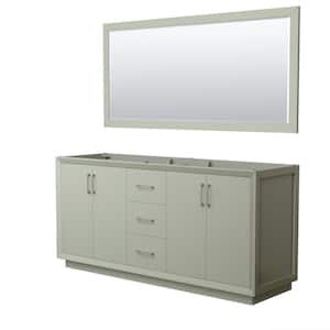 Strada 71 in. W x 21.75 in. D x 34.25 in. H Double Bath Vanity Cabinet without Top in Light Green with 70 in. Mirror