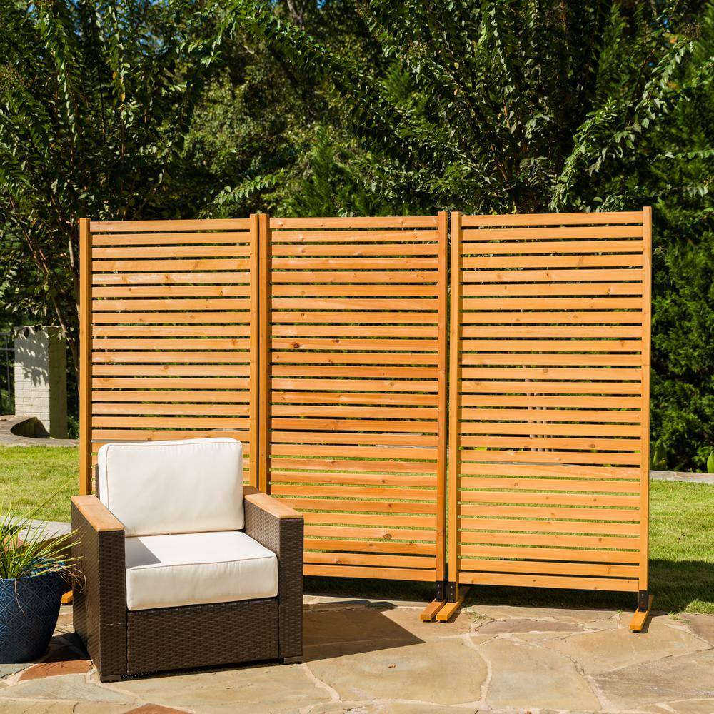 Tiaga 6 ft Freestanding Wood Privacy Screen with Flat Top