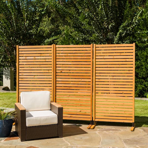 Tiaga 6 ft. H x 3 ft. W Freestanding or Surface Mounted Slatted Premium Wood Privacy Screen, Flat Top Style (1-Panel)