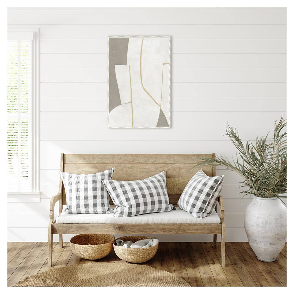 Beaded White and Gray Abstract Canvas Wall Art