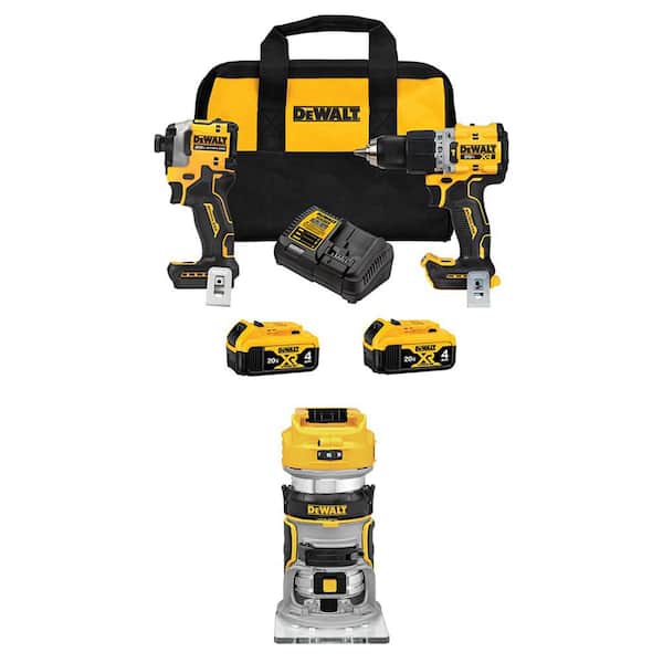 20V Max Lithium-Ion Cordless 3-Tool Combo Kit and Brushless Compact Router with (2) Flexvolt 6 Ah Batteries and Charger