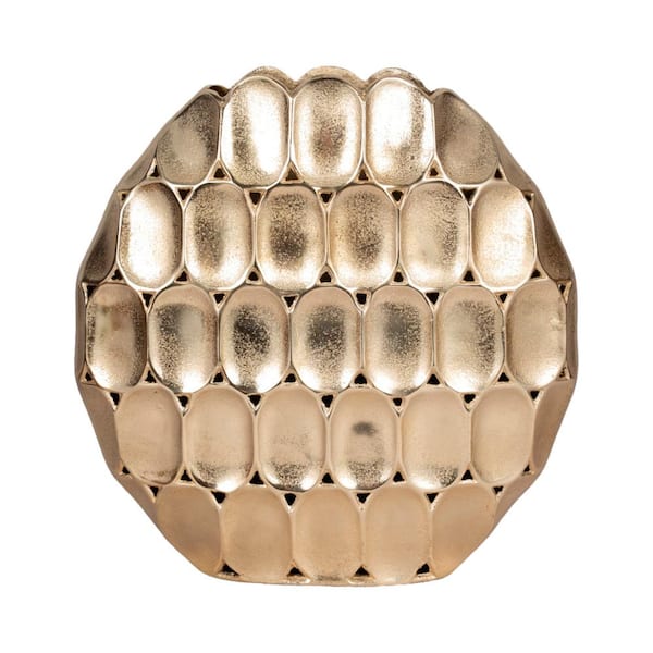 Liv & Skye 17 in. Gold Metal Round Coastal Decorative Vase