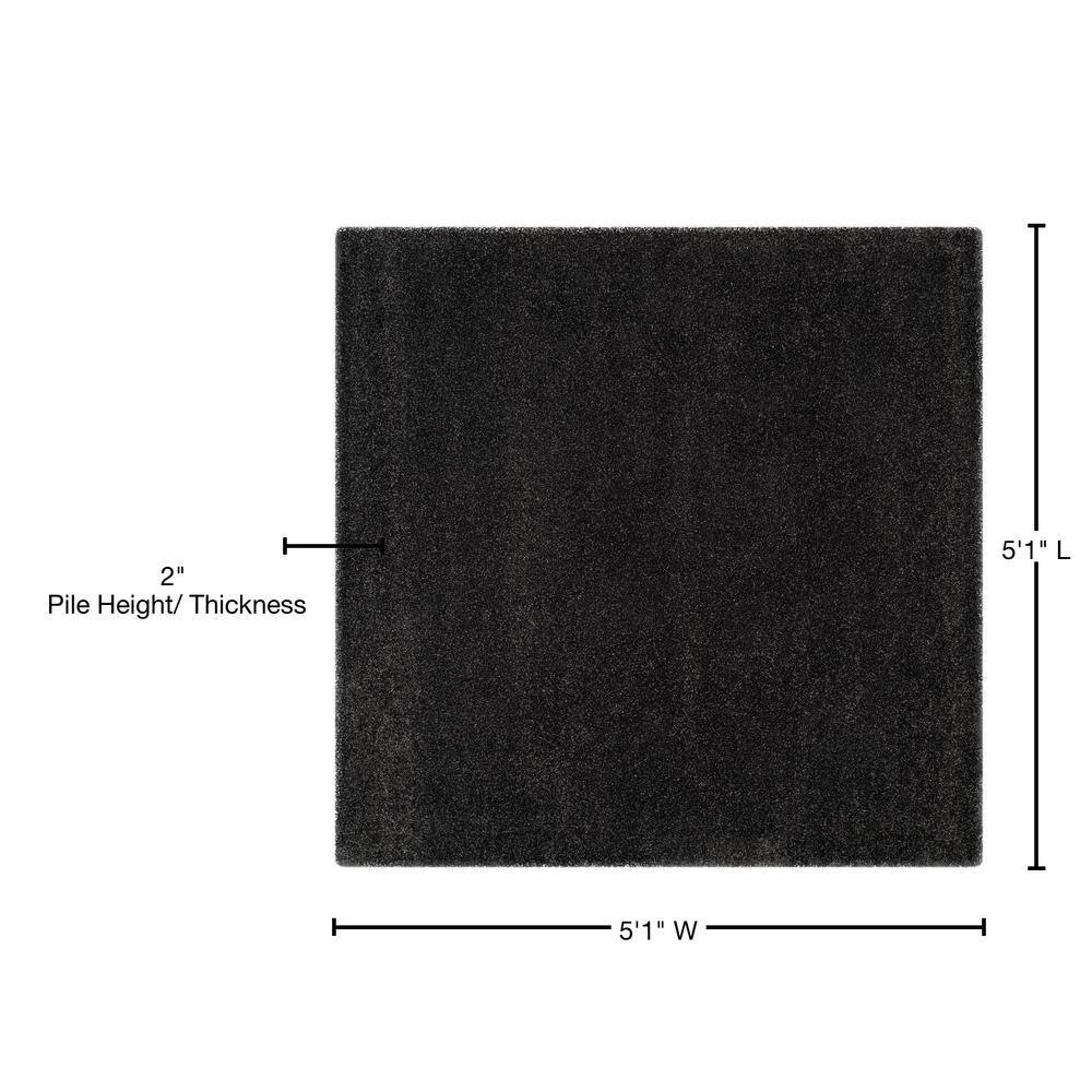 Dark Grey Square Shag Synthetic Easy Care Rug