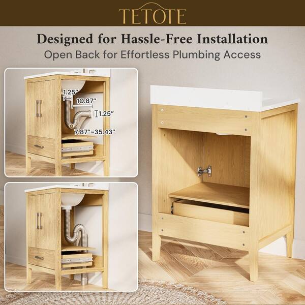 イズディスユアトト TETOTE 24 in. Single Sink Wood Bath Vanity with Quartz Top HD