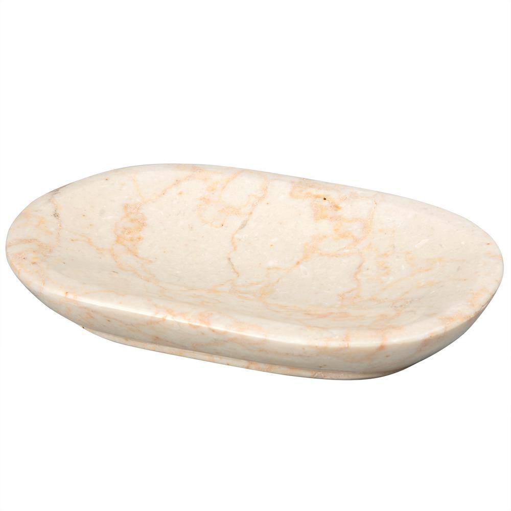 Natural Champagne Marble Fluted Collection Oval Soap Dish Soap Holder Tray for Bathroom, Kitchen Sink, Beige Color price history on PriceWatchPro