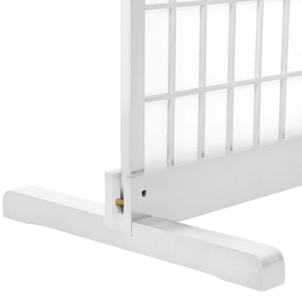 White Stained Wood 3-Panel Room Divider Stand