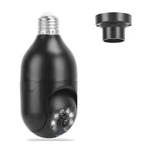 E27 WiFi Bulb Plug-In Security Camera with Flood Light, IR Night Vision, Two-Way Audio & App-Controlled Intercom, Black