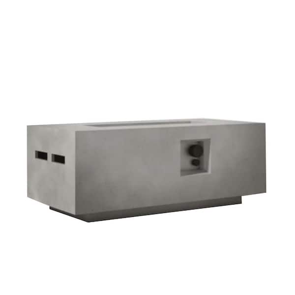 42 in. 50,000 BTU Rectangular Concrete Gas Outdoor Patio Fire Pit Table in Gray