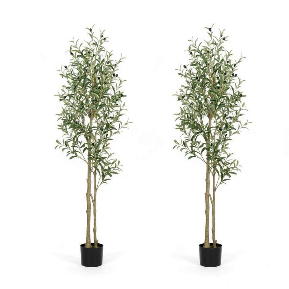 5 ft. Artificial Olive Tree Indoor Faux Olive Tree with Olive Branches ...