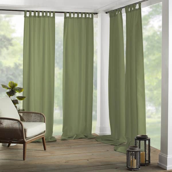Elrene Green Solid Tab Top Room Darkening Curtain - 52 in. W x 84 in. L