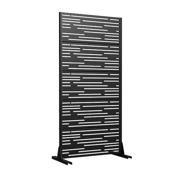 59 in. H x 29.5 in. W in Black Galvanized Metal Wall Sculptures Outdoor Privacy Screens Garden Fence
