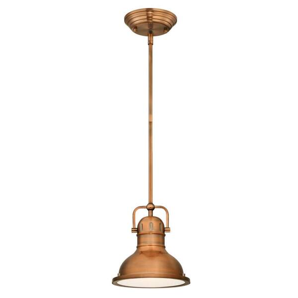 Westinghouse Boswell 1-Light Washed Copper LED Mini Pendant with Frosted Prismatic Acrylic Lens