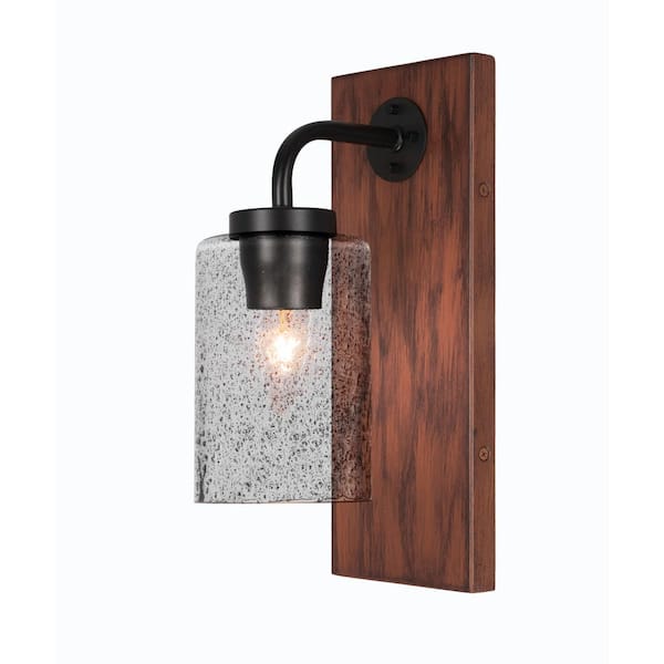 Unbranded Kirby 1-Light Matte Black and Painted Wood-look Metal Wall Sconce