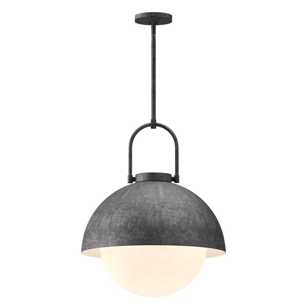 ALORA MOOD Harper 16 in. 1 Light 60-Watt Steel Shade/Opal Matte Glass ...