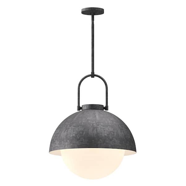 ALORA MOOD Harper 16 in. 1 Light 60-Watt Steel Shade/Opal Matte Glass Pendant Light
