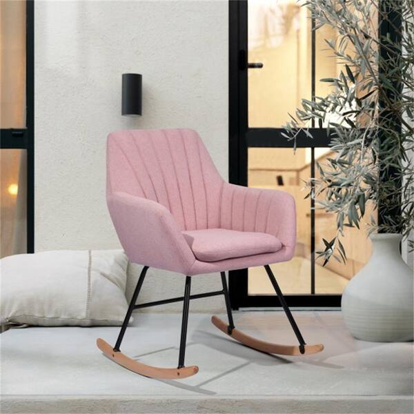 upholstered rocking chair with wooden legs