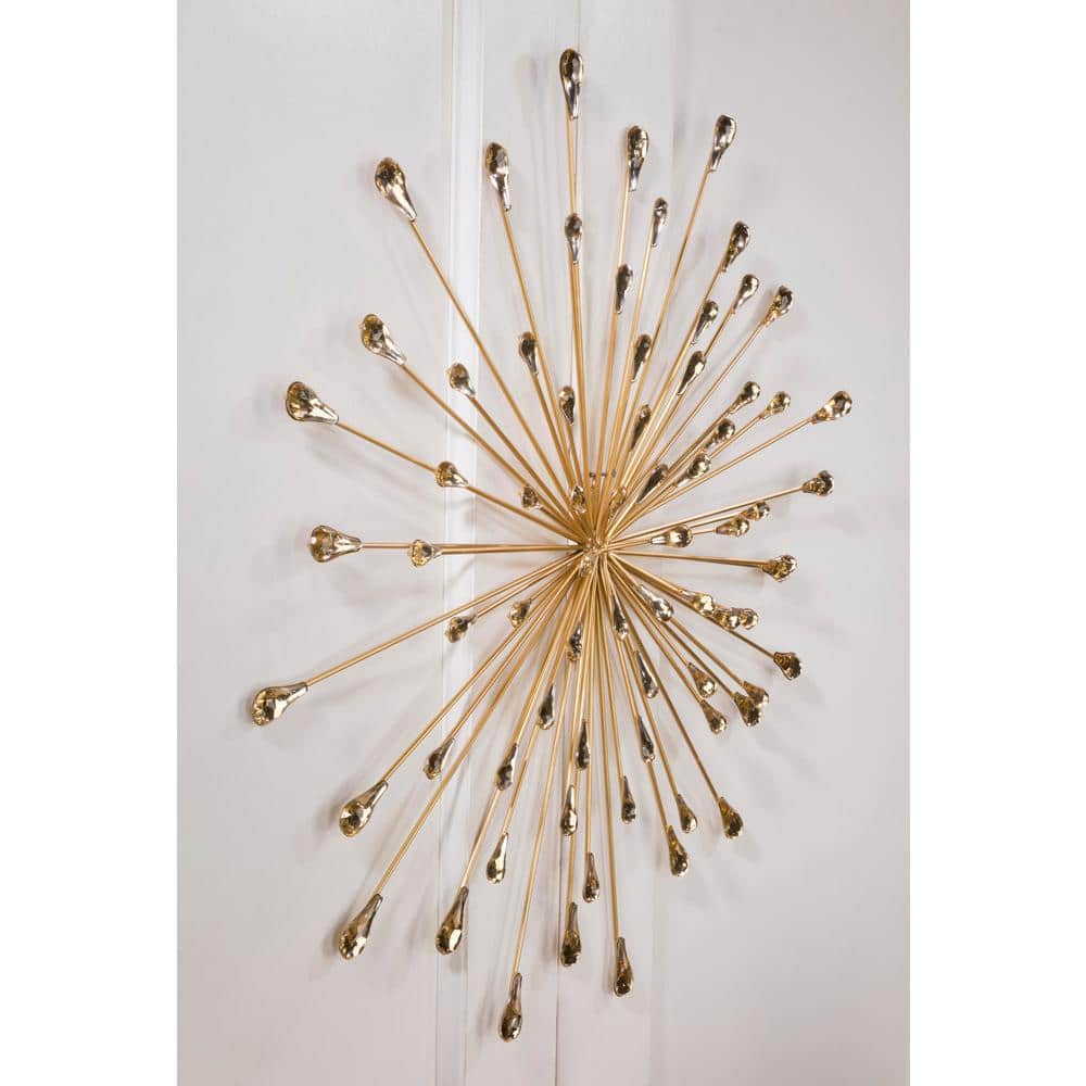Large Gold Acrylic Starburst Metal Wall Art, 28 inches
