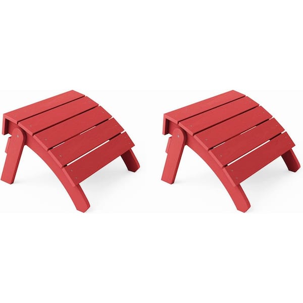 Mximu Red Plastic Classic Outdoor Folding Adirondack Ottoman (2-Pack)