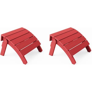 Red Plastic Classic Outdoor Folding Adirondack Ottoman (2-Pack)