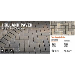 Paper Sample Only: 8 in. x 4 in. x 2.25 in. Tan/Charcoal Concrete Holland Paver Sample Board (1-Piece)