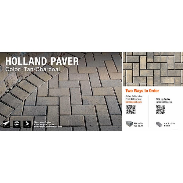 Oldcastle Paper Sample Only: 8 in. x 4 in. x 2.25 in. Tan/Charcoal Concrete Holland Paver Sample Board (1-Piece)