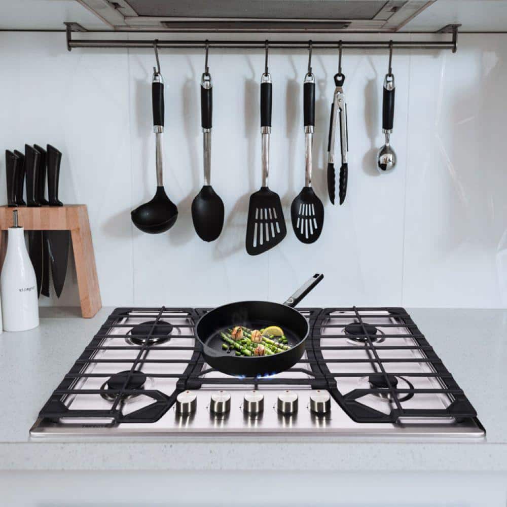 30 in. 5 Burners Recessed Gas Cooktop in Stainless Steel with Power Burners