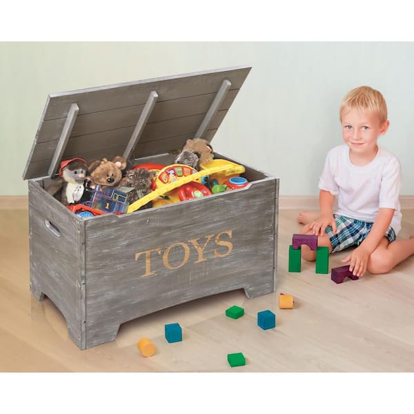Badger Basket Gray Solid Wood Rustic Toy Box 13712 - The Home Depot