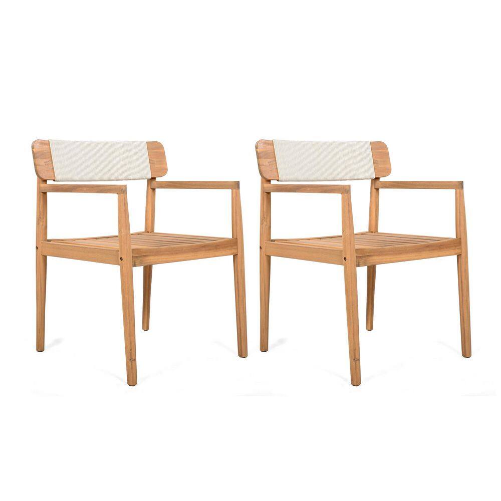 Acacia Wood Armchair Outdoor Dining Chair in White Chair Back Set of 2 price history on PriceWatchPro